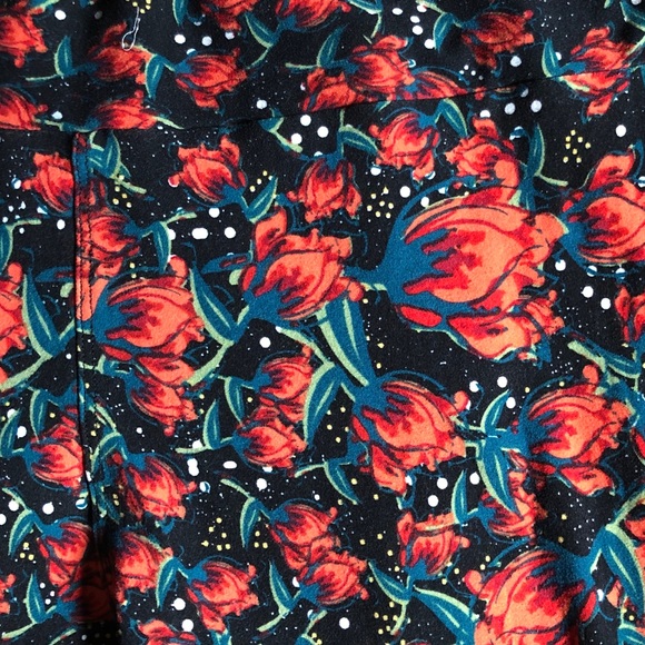 LuLaRoe Pants - LulaRoe TC leggings; floral red orange teal black